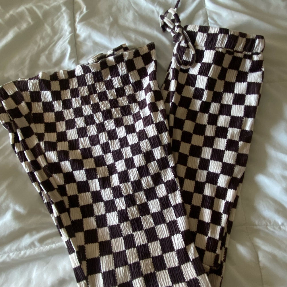 Flared Checked Pants - image 3